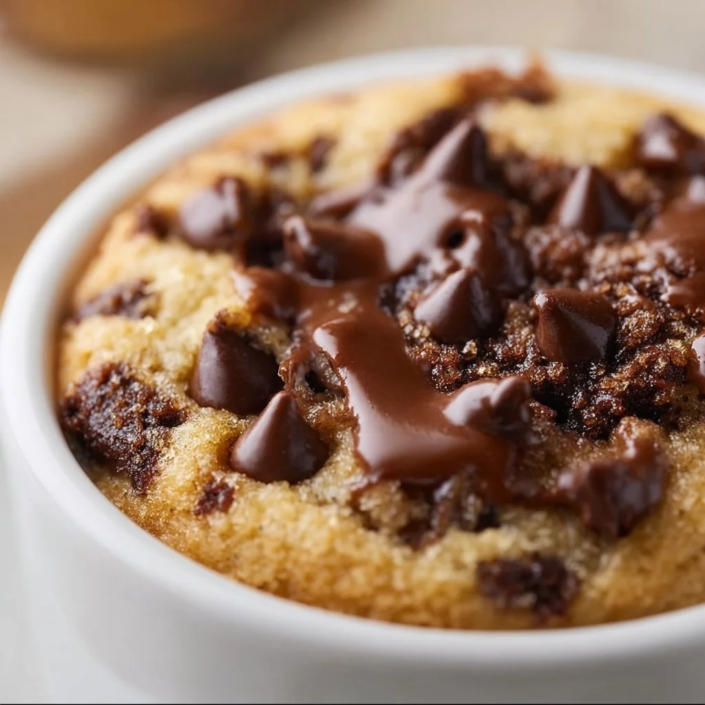 Delicious chocolate chip mug cake served in a mug