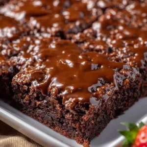Delicious Dr. Pepper Texas Sheet Cake served on a white plate